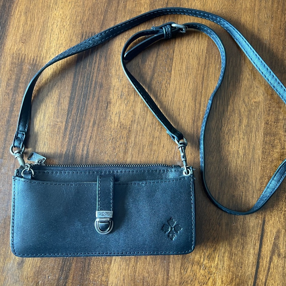 Patricia Nash Black Leather Small Crossbody with Card slot